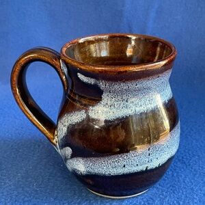 Whynot Pottery Handcrafted Brown and Blue Ceramic Mug